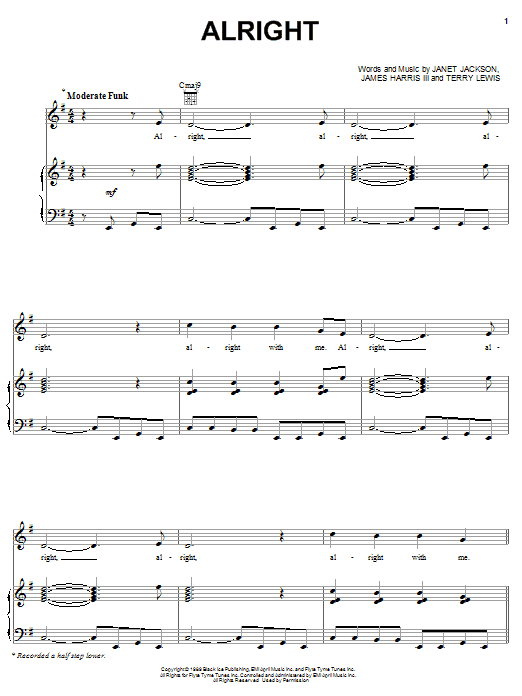 Janet Jackson Alright Sheet Music