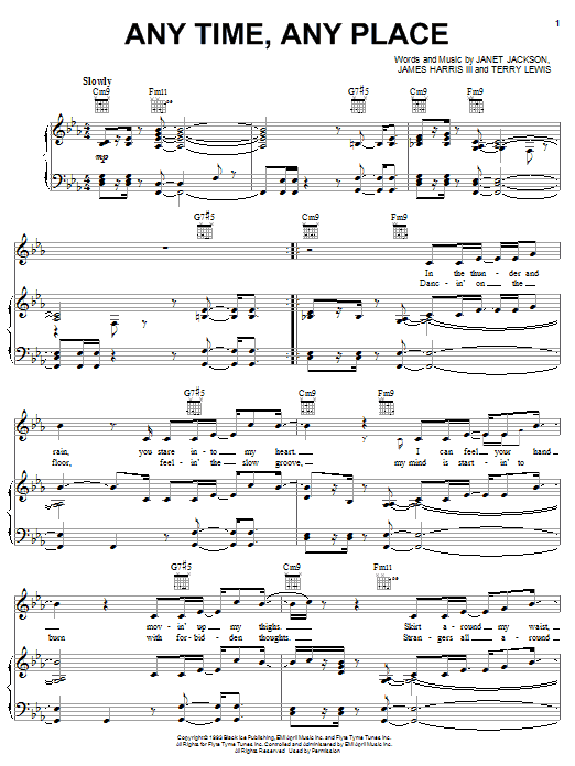 Janet Jackson Any Time, Any Place Sheet Music