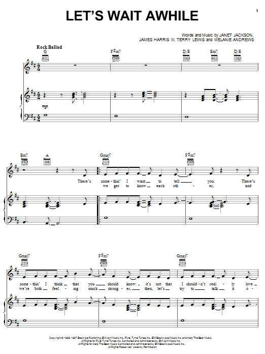 Janet Jackson Let's Wait Awhile Sheet Music