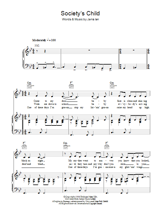 Janis Ian Society's Child Sheet Music