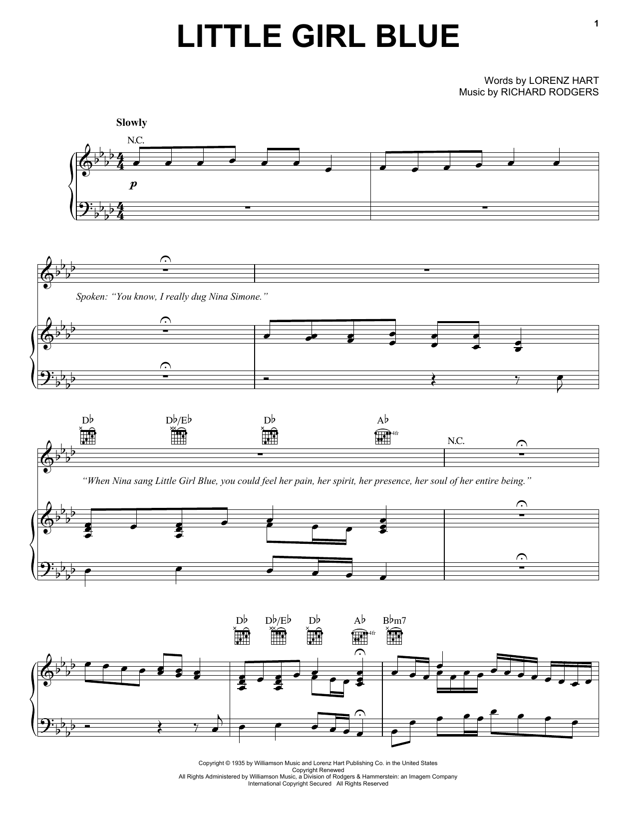 Janis Joplin Little Girl Blue (from the musical A Night With Janis Joplin) Sheet Music