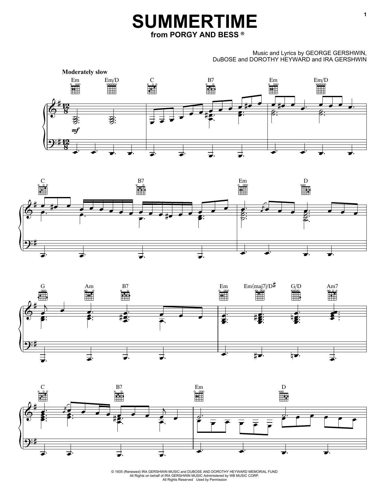 Janis Joplin Summertime (from the musical A Night With Janis Joplin) Sheet Music