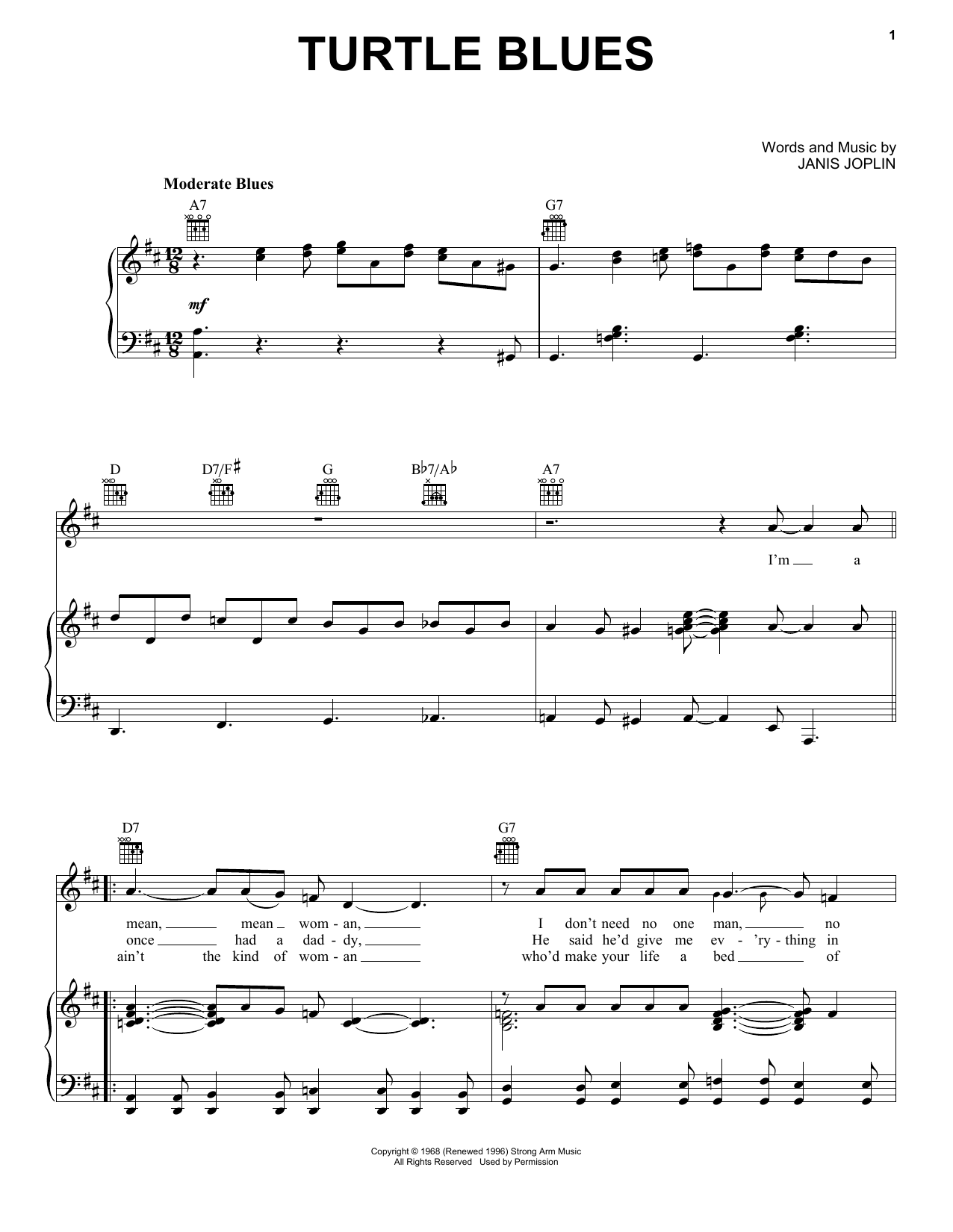 Janis Joplin Turtle Blues (from the musical A Night With Janis Joplin) Sheet Music