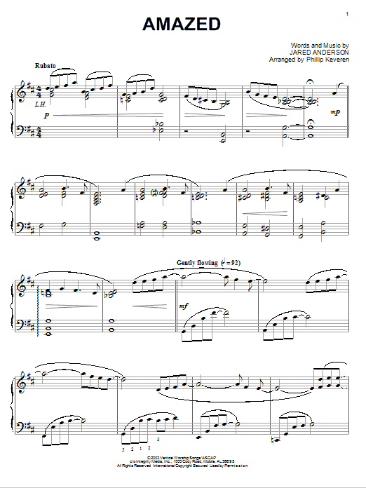 Jared Anderson Amazed [Jazz version] (arr. Phillip Keveren) Sheet Music