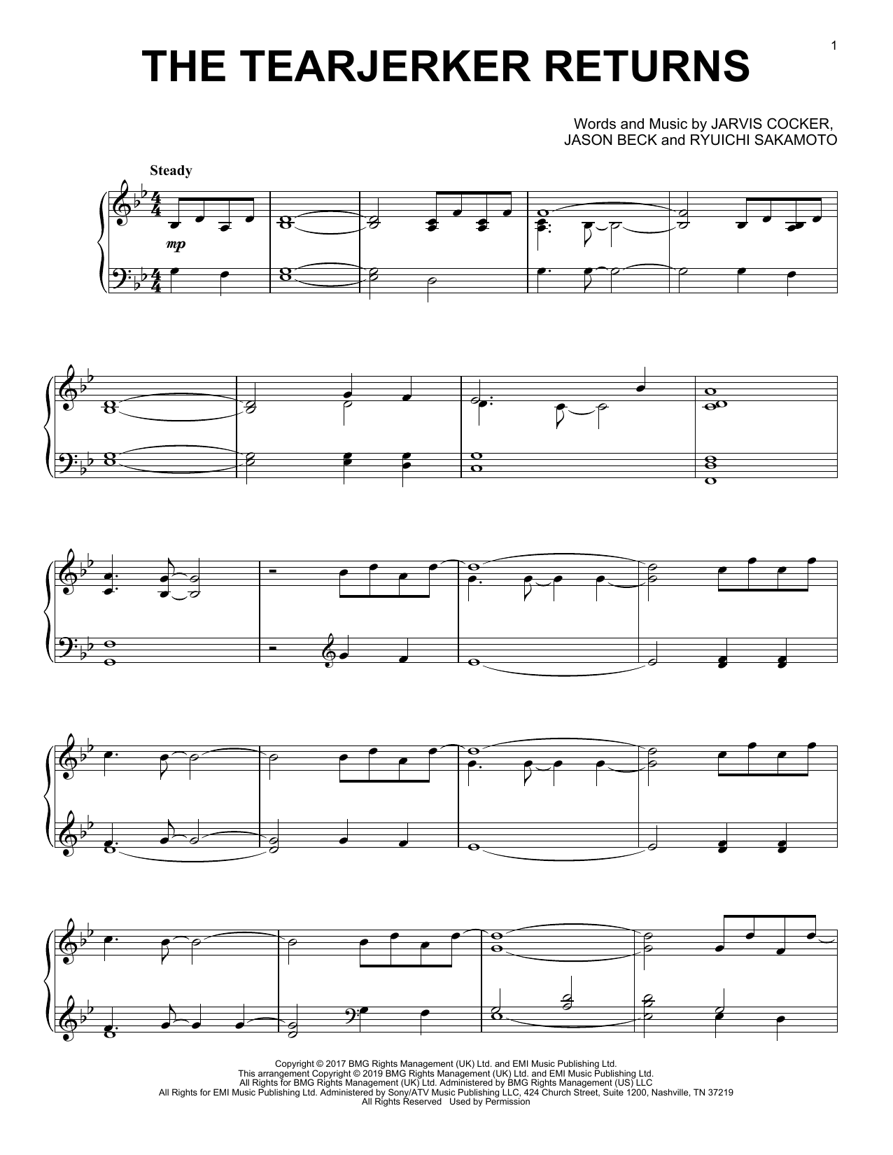 Jarvis Cocker & Chilly Gonzales The Tearjerker Returns Sheet Music