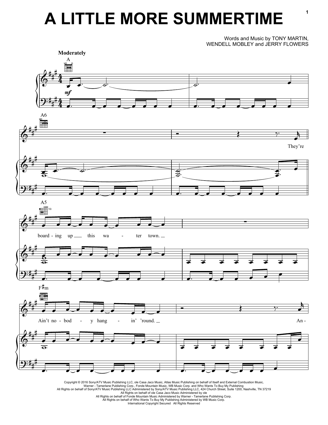 Jason Aldean A Little More Summertime Sheet Music