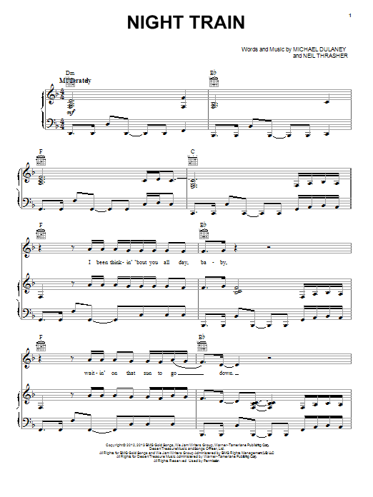 Jason Aldean Night Train Sheet Music