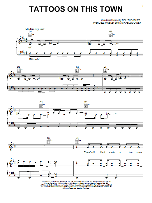 Jason Aldean Tattoos On This Town Sheet Music