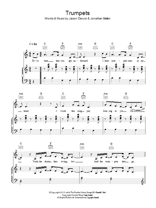 Jason Derulo Trumpets Sheet Music