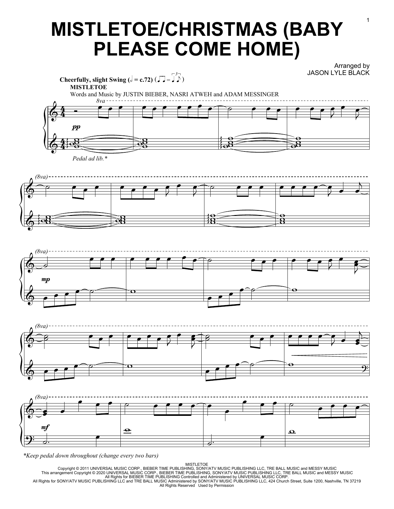 Jason Lyle Black Mistletoe/Christmas (Baby Please Come Home) Sheet Music