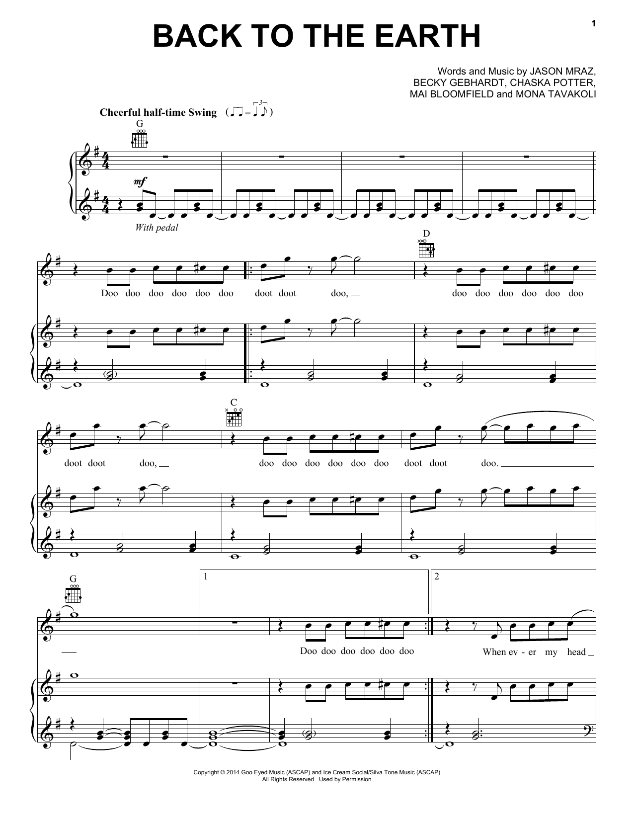 Jason Mraz Back To The Earth Sheet Music