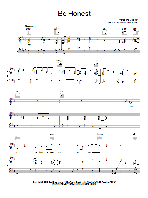 Jason Mraz Be Honest Sheet Music