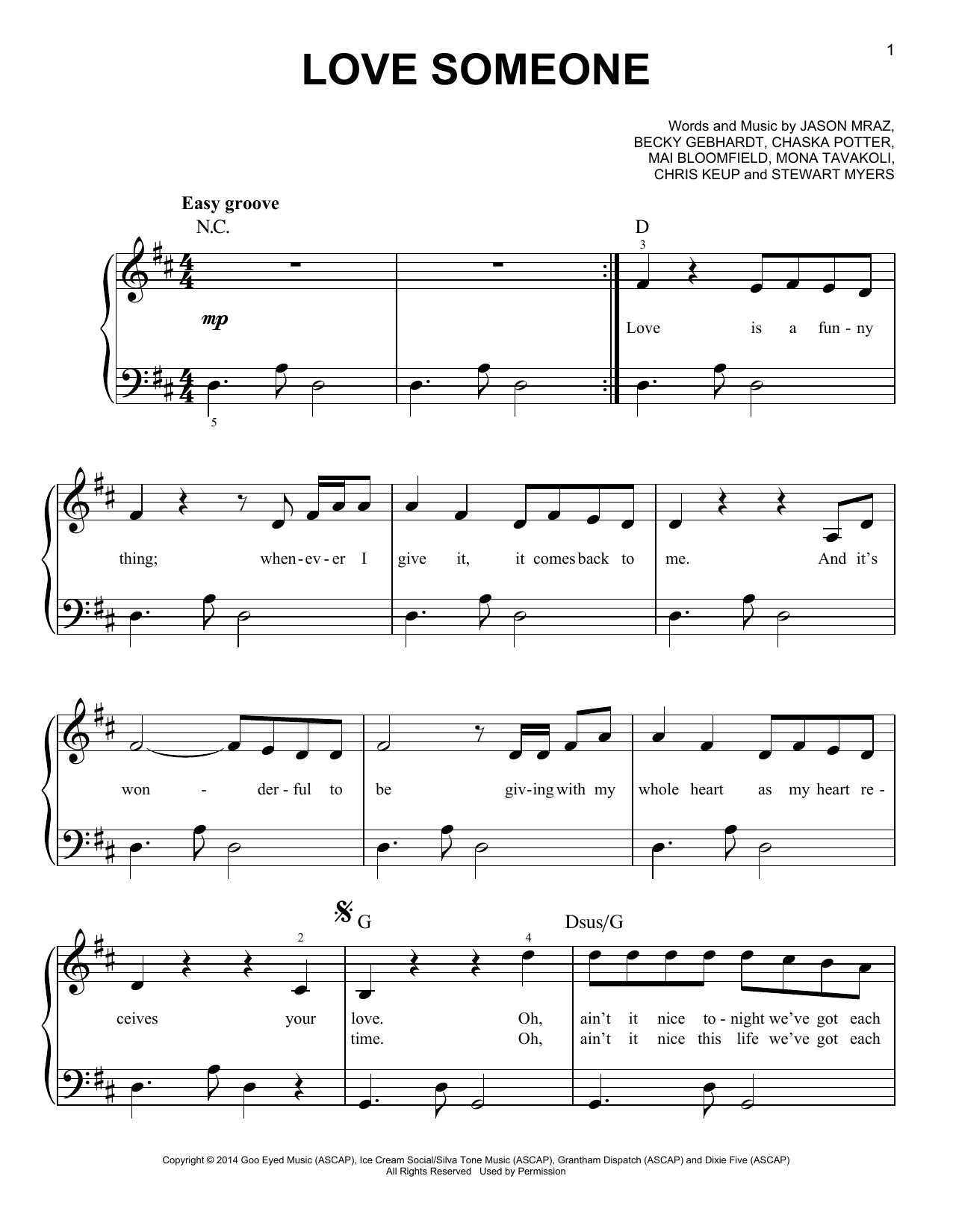Jason Mraz Love Someone Sheet Music