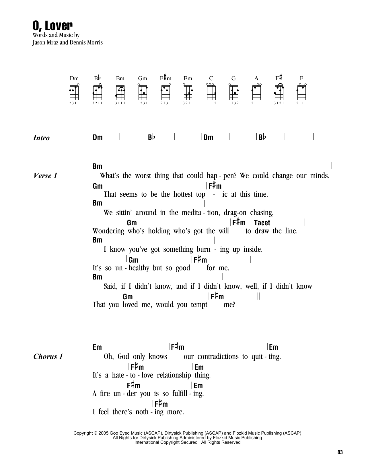 Jason Mraz O, Lover Sheet Music
