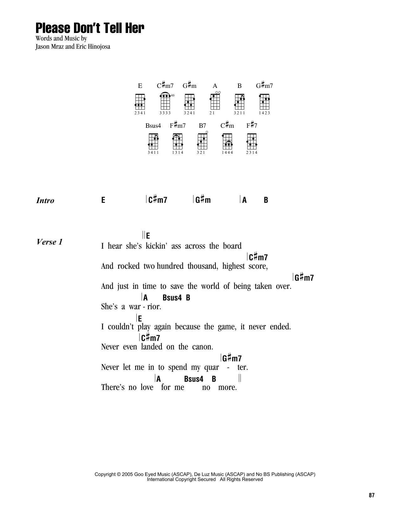 Jason Mraz Please Don't Tell Her Sheet Music