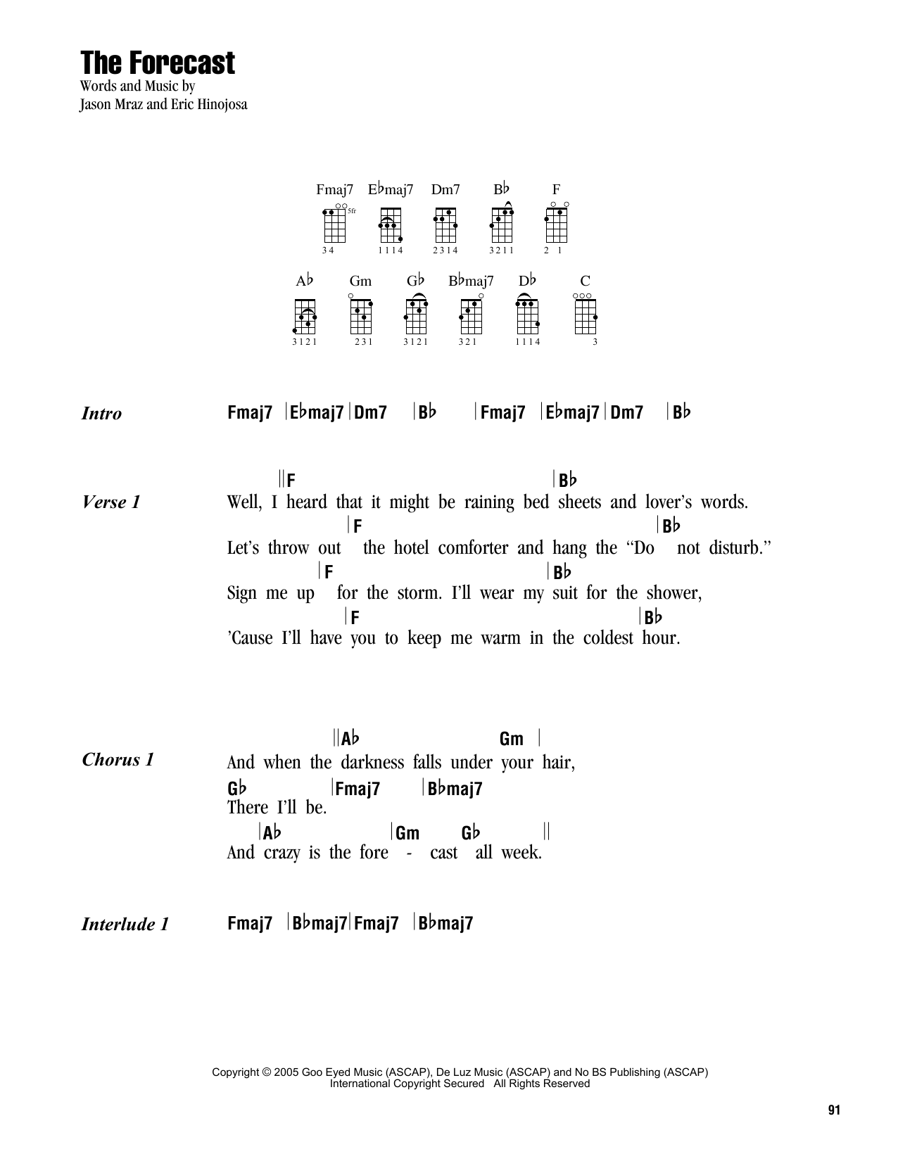 Jason Mraz The Forecast Sheet Music