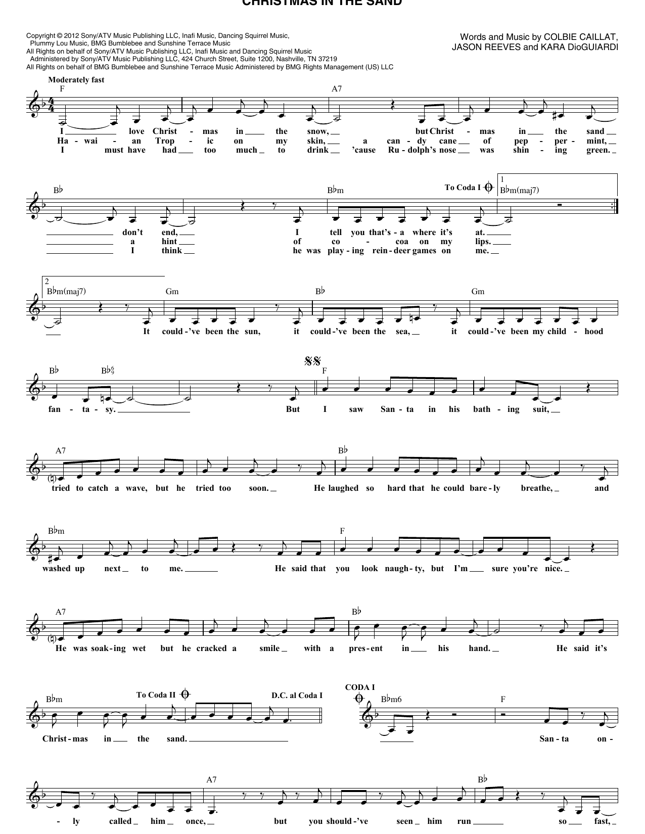 Jason Reeves Christmas In The Sand Sheet Music
