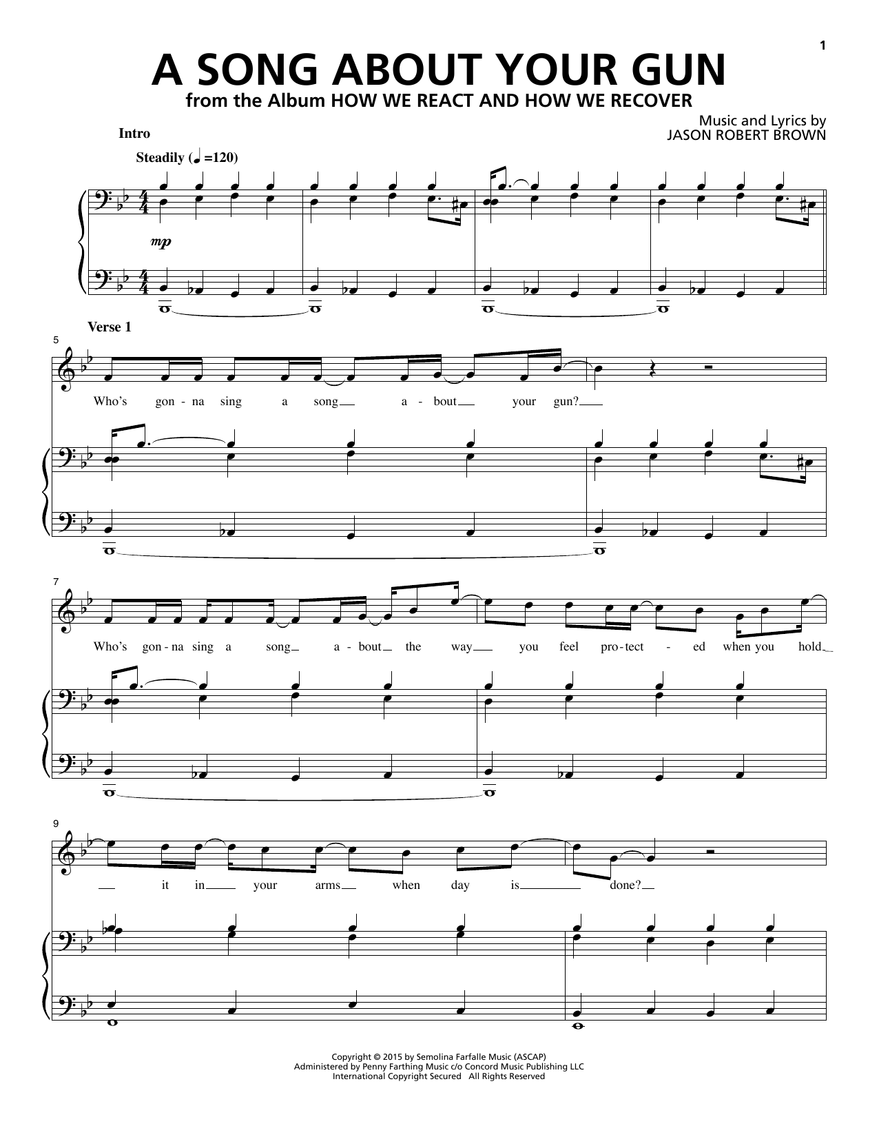 Jason Robert Brown A Song About Your Gun (from How We React And How We Recover) Sheet Music