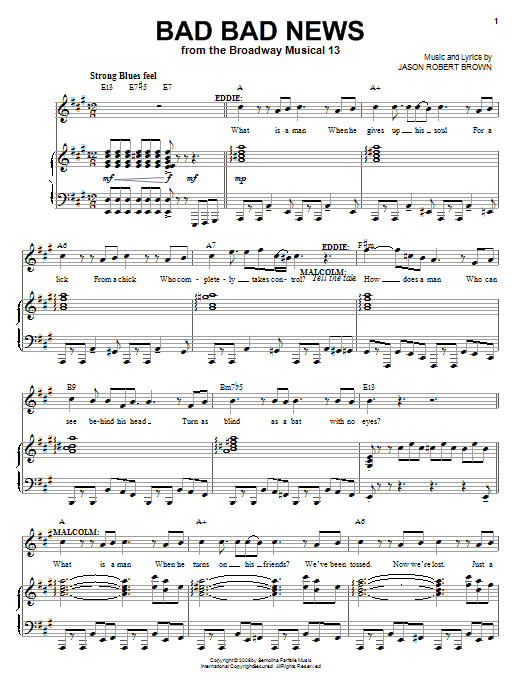 Jason Robert Brown Bad Bad News (from 13: The Musical) Sheet Music