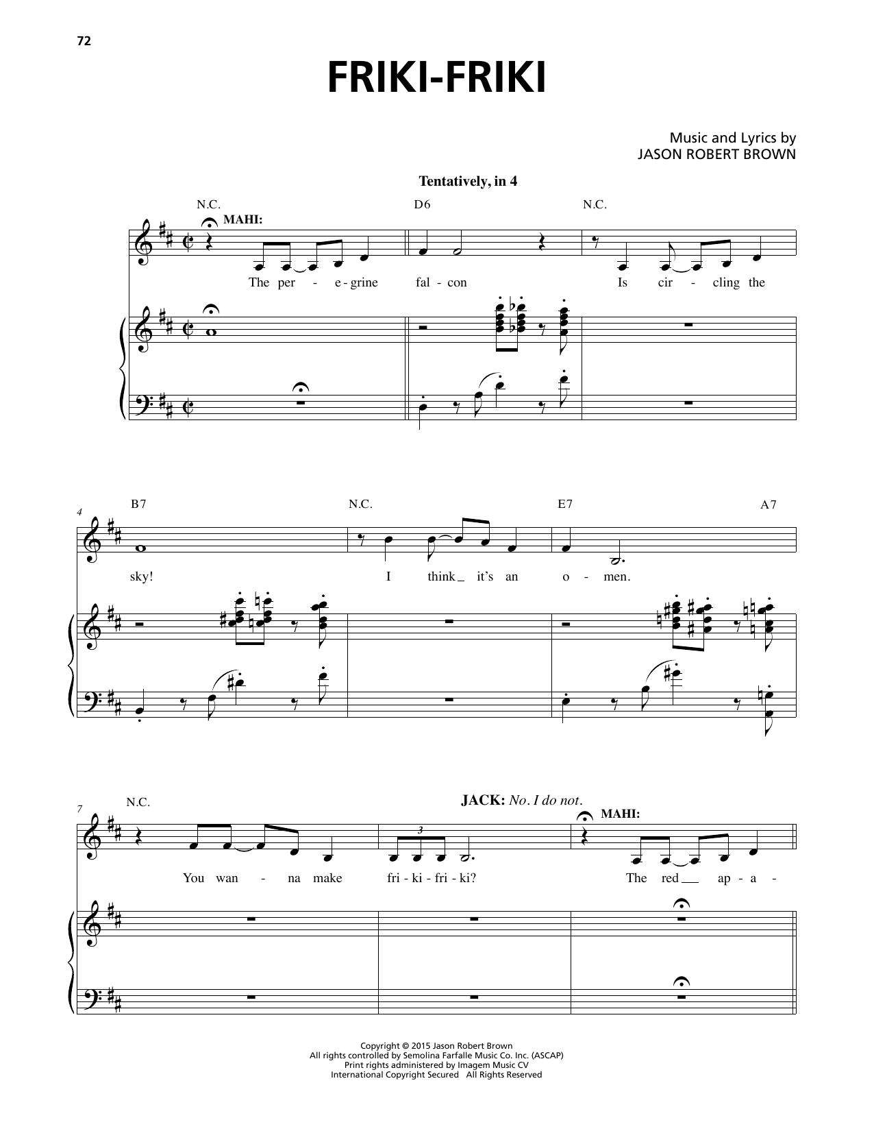 Jason Robert Brown Friki-Friki (from Honeymoon in Vegas) Sheet Music