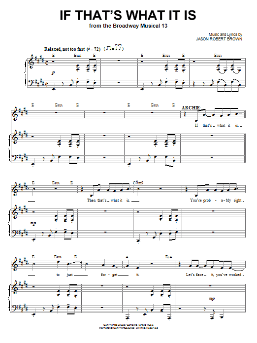 Jason Robert Brown If That's What It Is (from 13: The Musical) Sheet Music