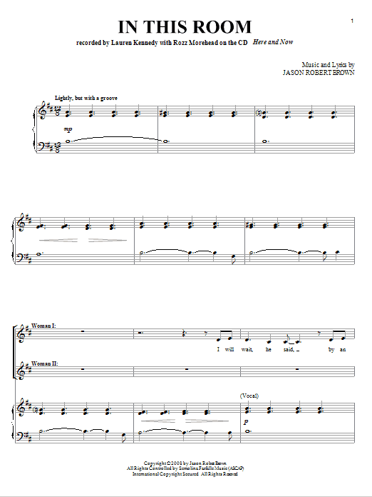 Jason Robert Brown In This Room Sheet Music