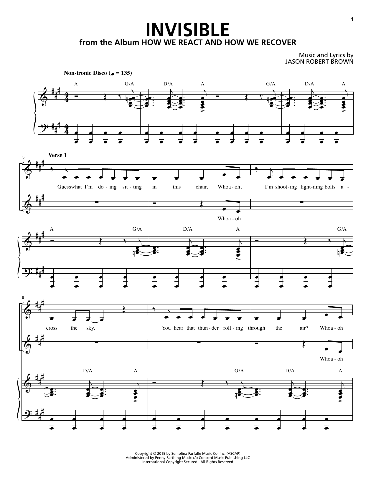 Jason Robert Brown Invisible (from How We React And How We Recover) Sheet Music