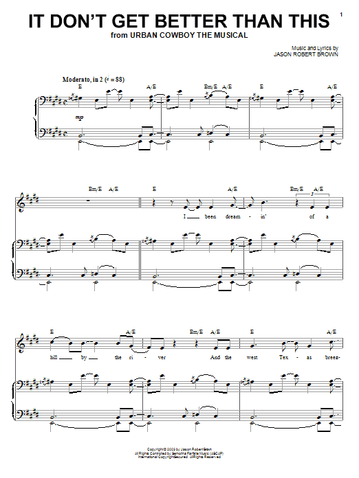 Jason Robert Brown It Don't Get Better Than This Sheet Music