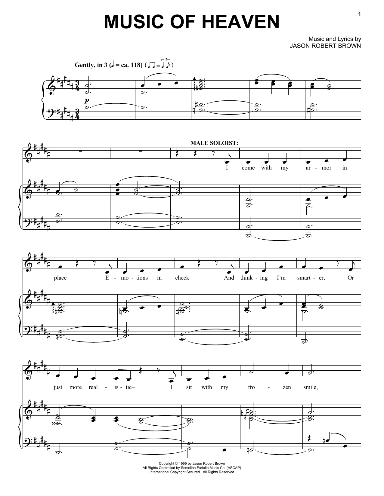 Jason Robert Brown Music Of Heaven (from Wearing Someone Else's Clothes) Sheet Music