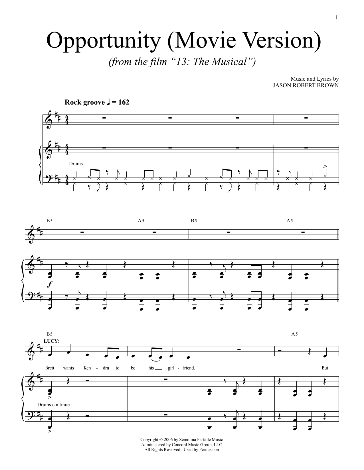 Jason Robert Brown Opportunity (from 13: The Musical) (Netflix film) Sheet Music