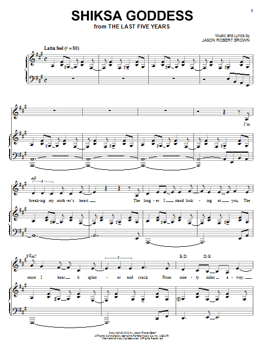 Jason Robert Brown Shiksa Goddess (from The Last 5 Years) Sheet Music
