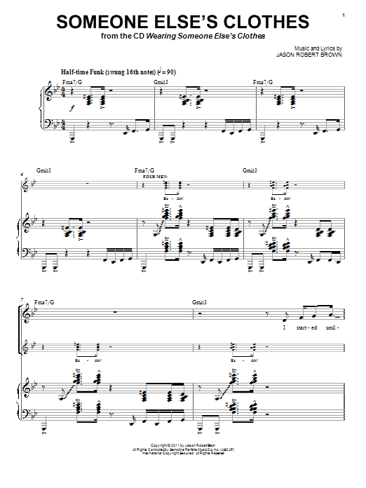 Jason Robert Brown Someone Else's Clothes (from Wearing Someone Else's Clothes) Sheet Music