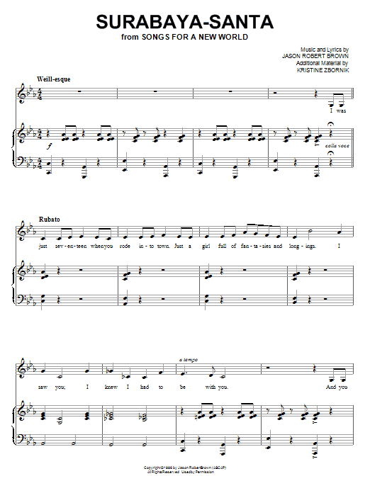 Jason Robert Brown Surabaya-Santa (from Songs for a New World) Sheet Music