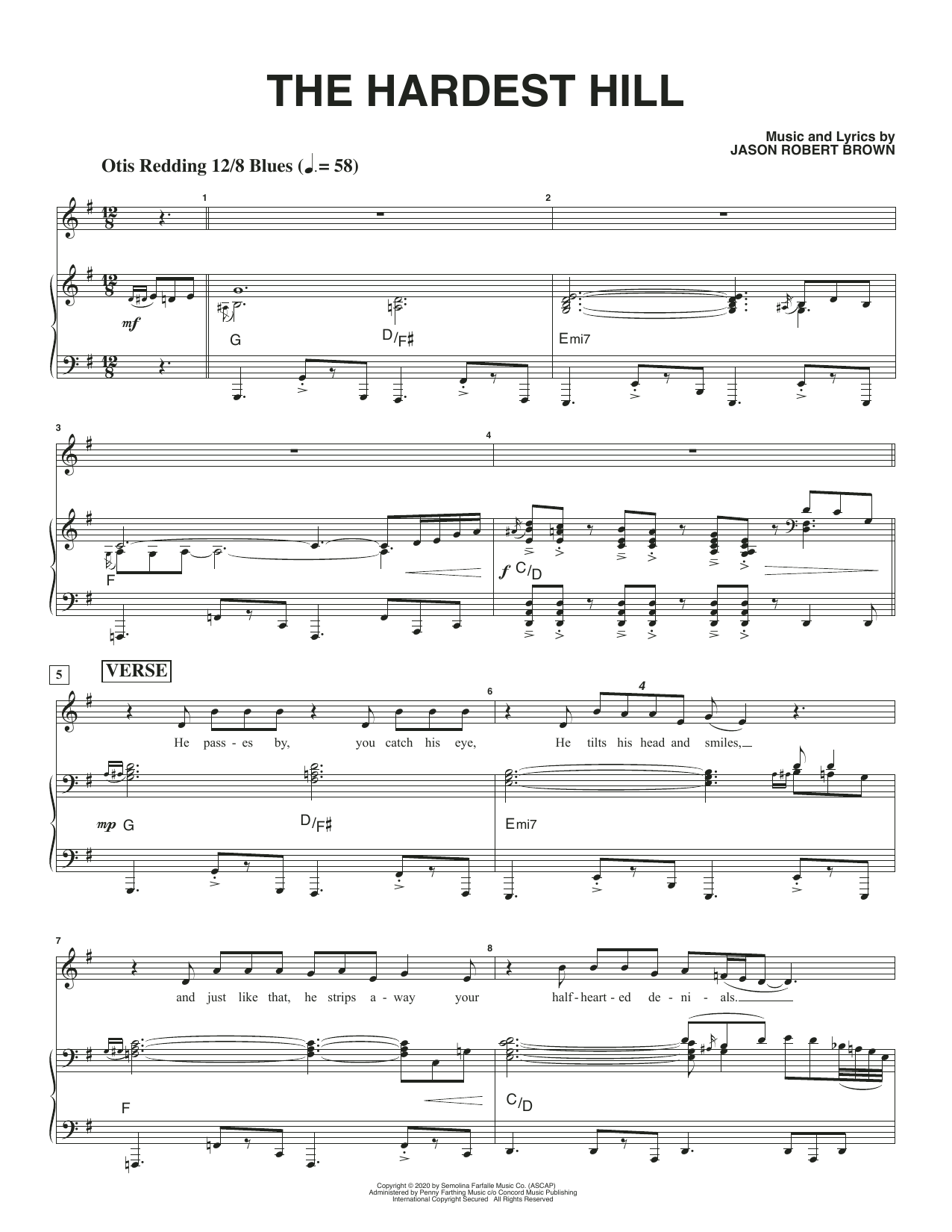 Jason Robert Brown The Hardest Hill (Original Key) (from How We React And How We Recover) Sheet Music