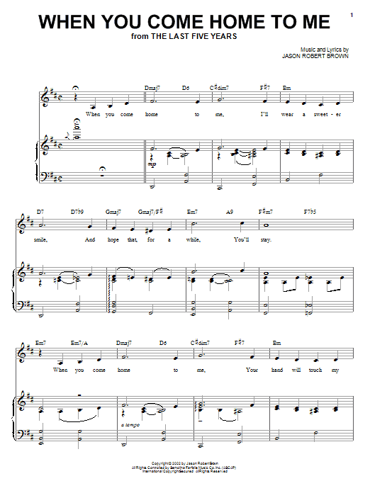 Jason Robert Brown When You Come Home To Me (from The Last 5 Years) Sheet Music