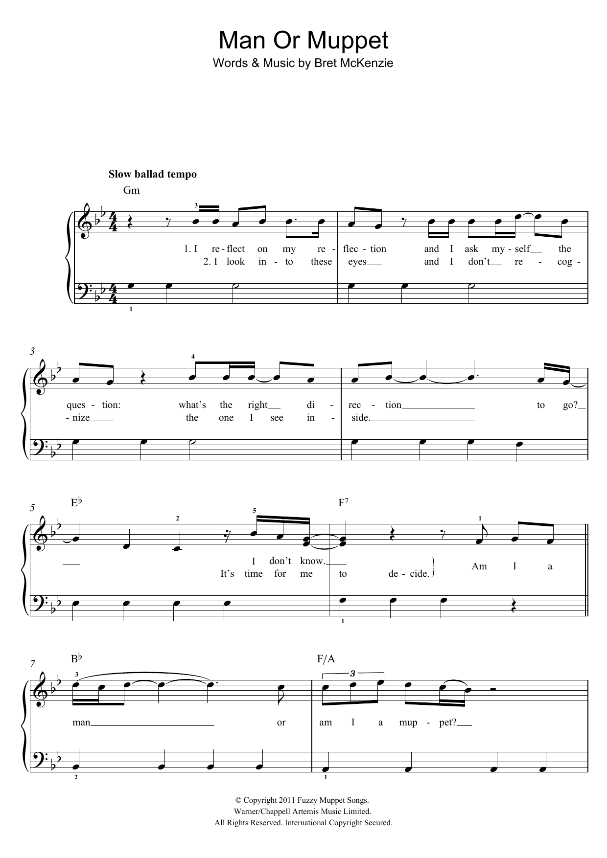 Jason Segel Man Or Muppet Sheet Music