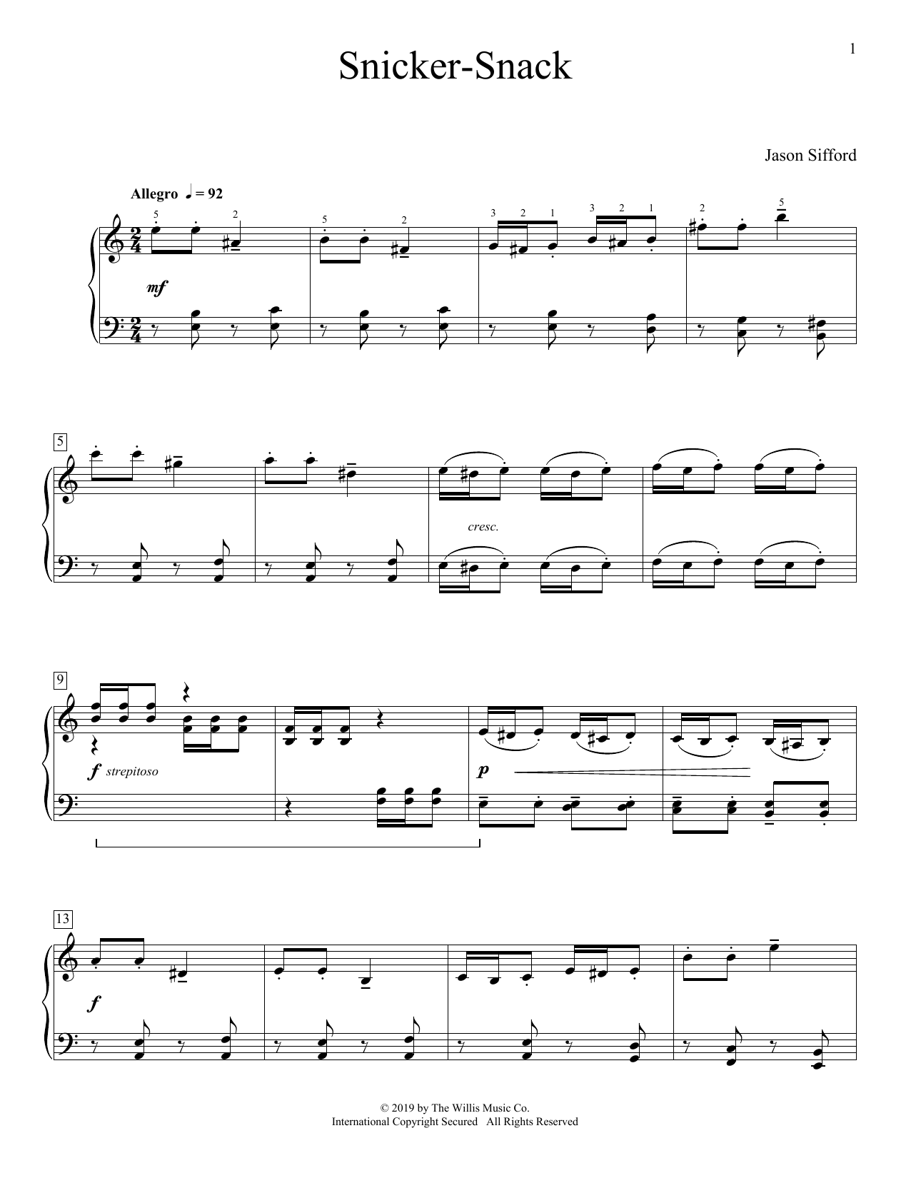 Jason Sifford Snicker-Snack Sheet Music