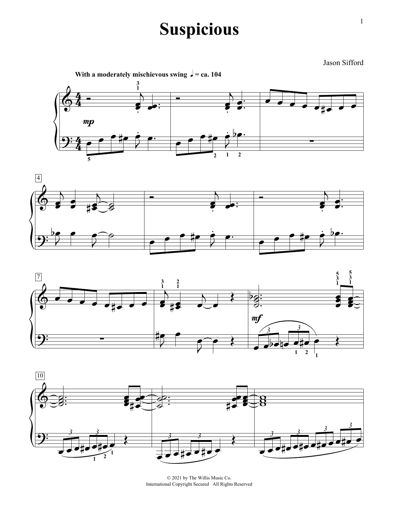 Jason Sifford Suspicious Sheet Music