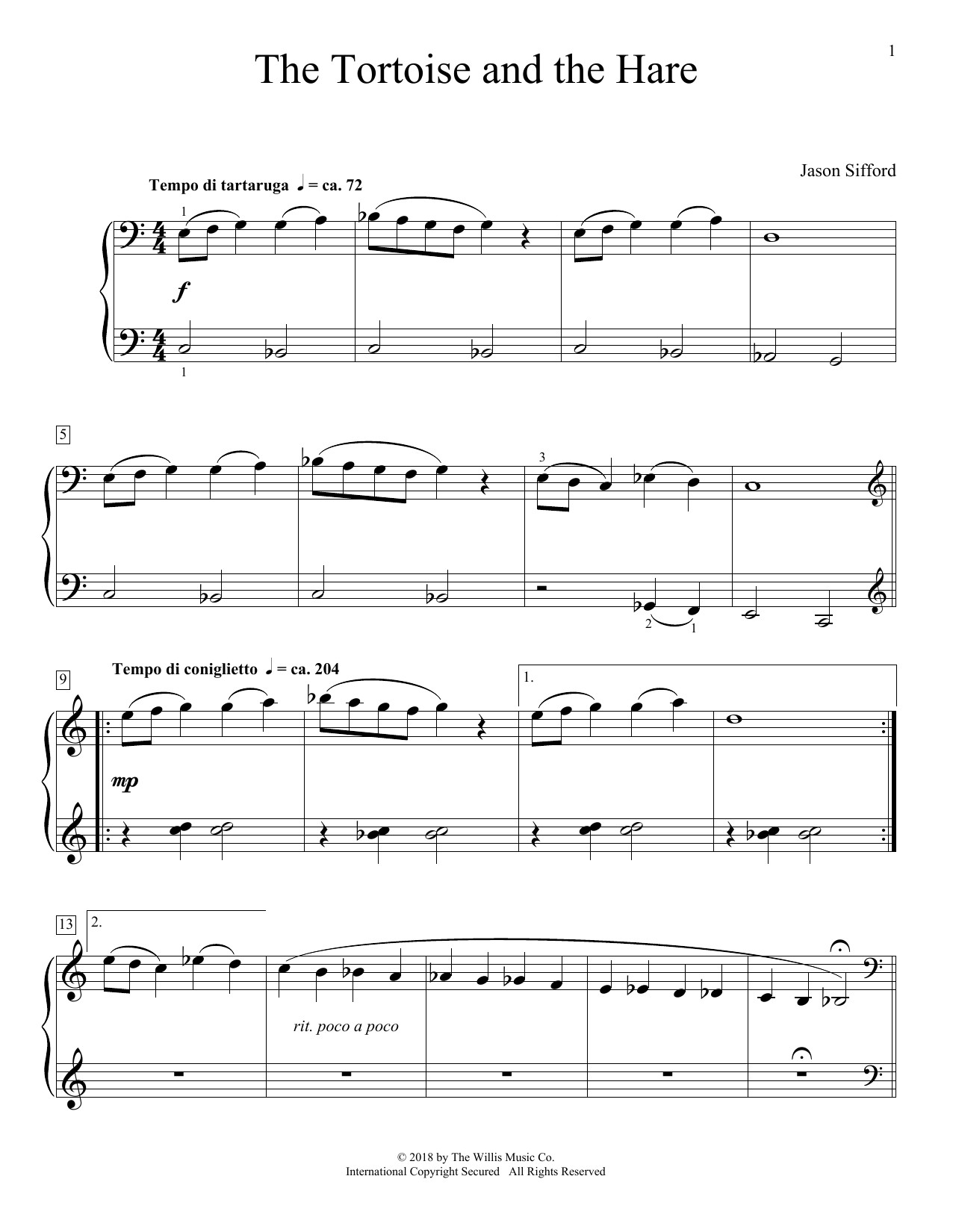 Jason Sifford The Tortoise And The Hare Sheet Music