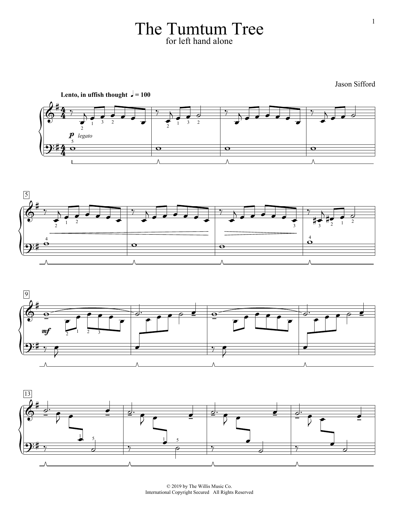 Jason Sifford The Tumtum Tree Sheet Music