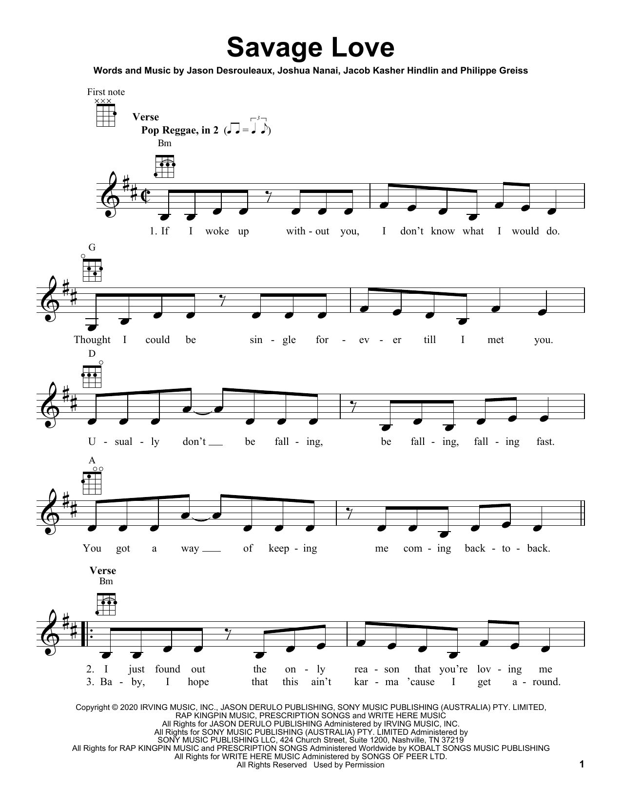 Jawsh 685 x Jason Derulo x BTS Savage Love Sheet Music
