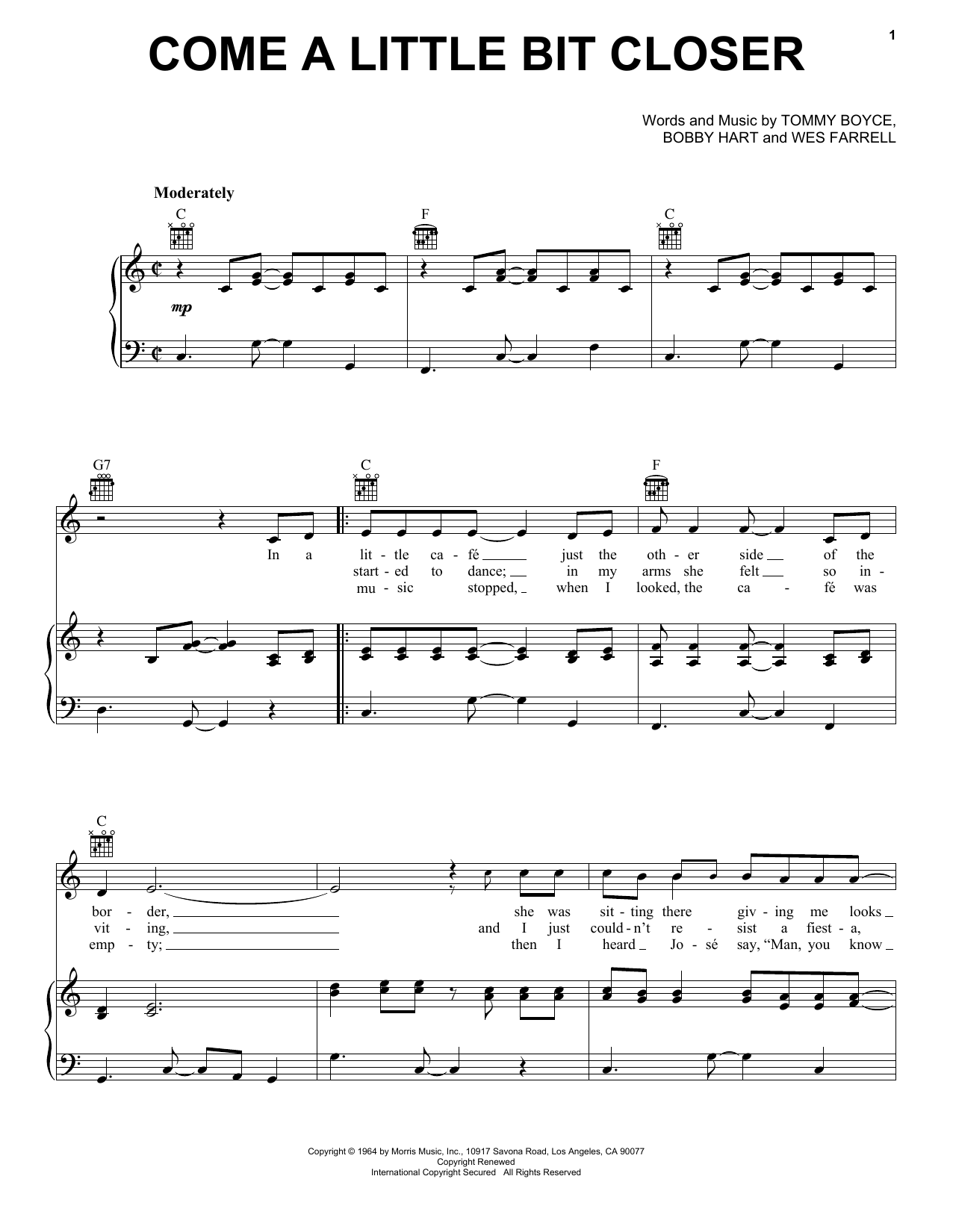 Jay & The Americans Come A Little Bit Closer Sheet Music