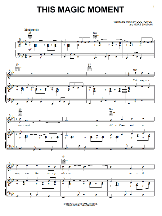 Jay & The Americans This Magic Moment Sheet Music