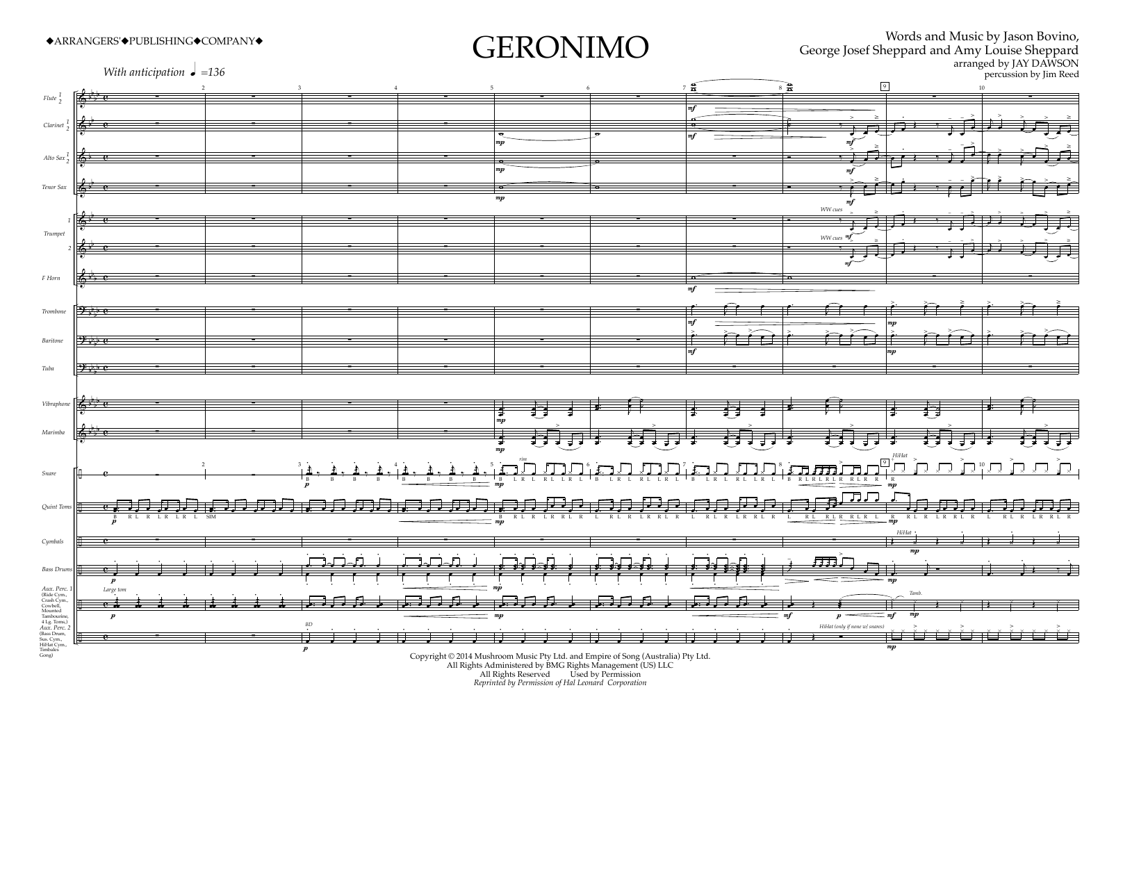 Jay Dawson Geronimo - Full Score Sheet Music
