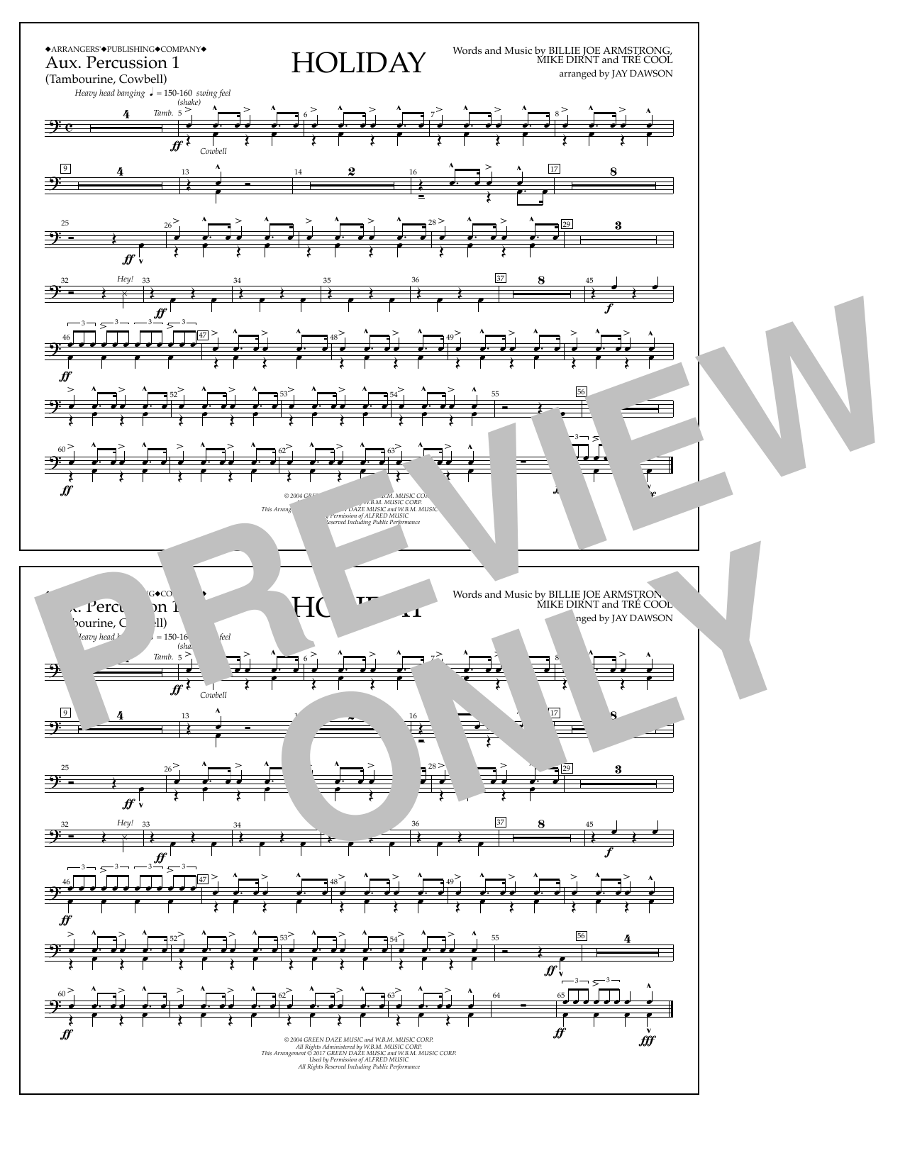Jay Dawson Holiday - Aux. Percussion 1 Sheet Music