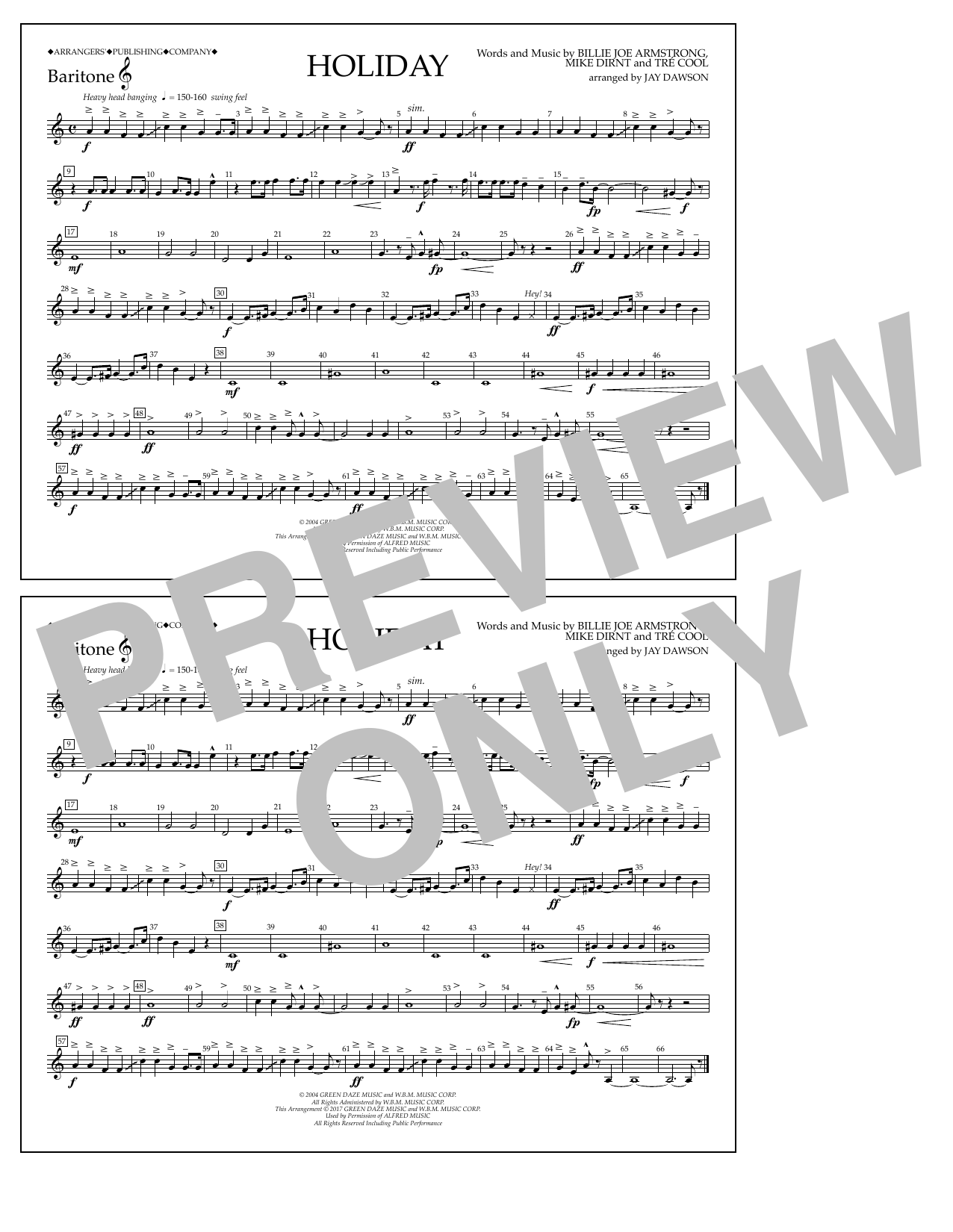 Jay Dawson Holiday - Baritone T.C. Sheet Music