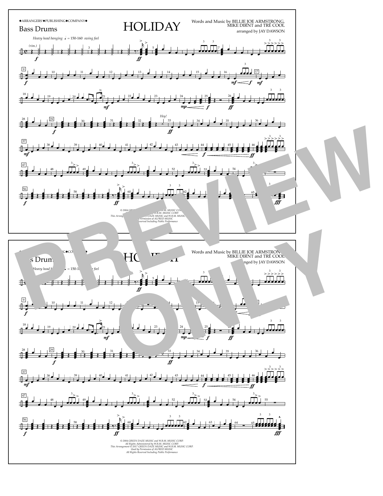 Jay Dawson Holiday - Bass Drum Sheet Music