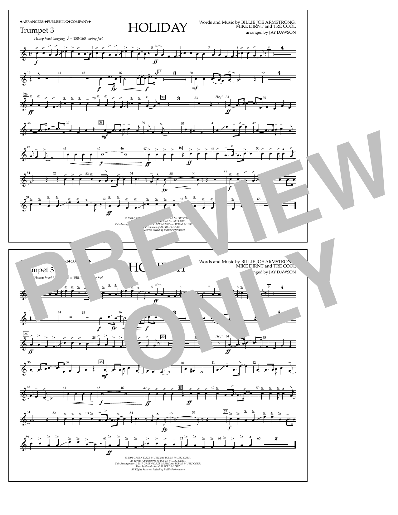 Jay Dawson Holiday - Bb Trumpet 3 Sheet Music