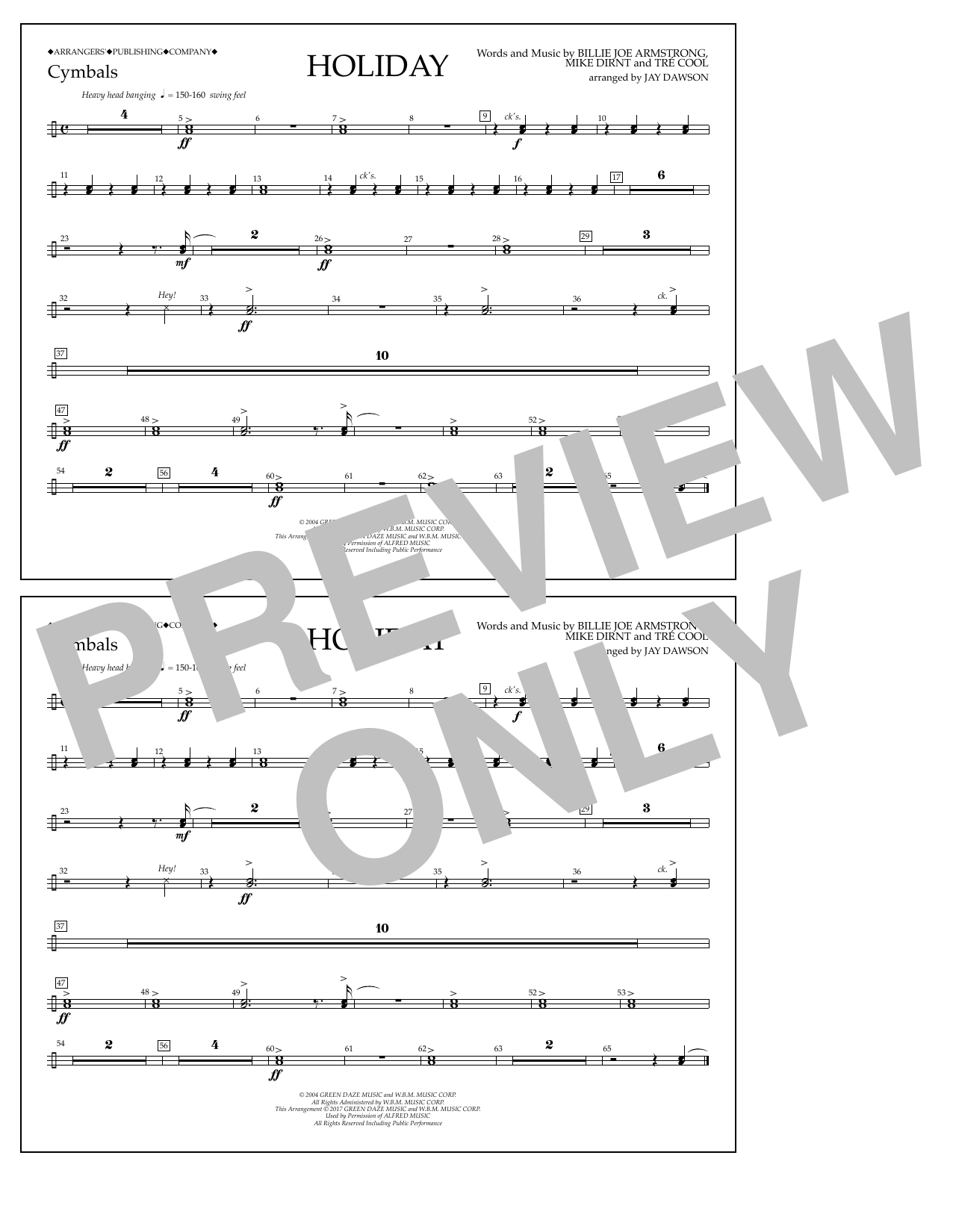 Jay Dawson Holiday - Cymbals Sheet Music