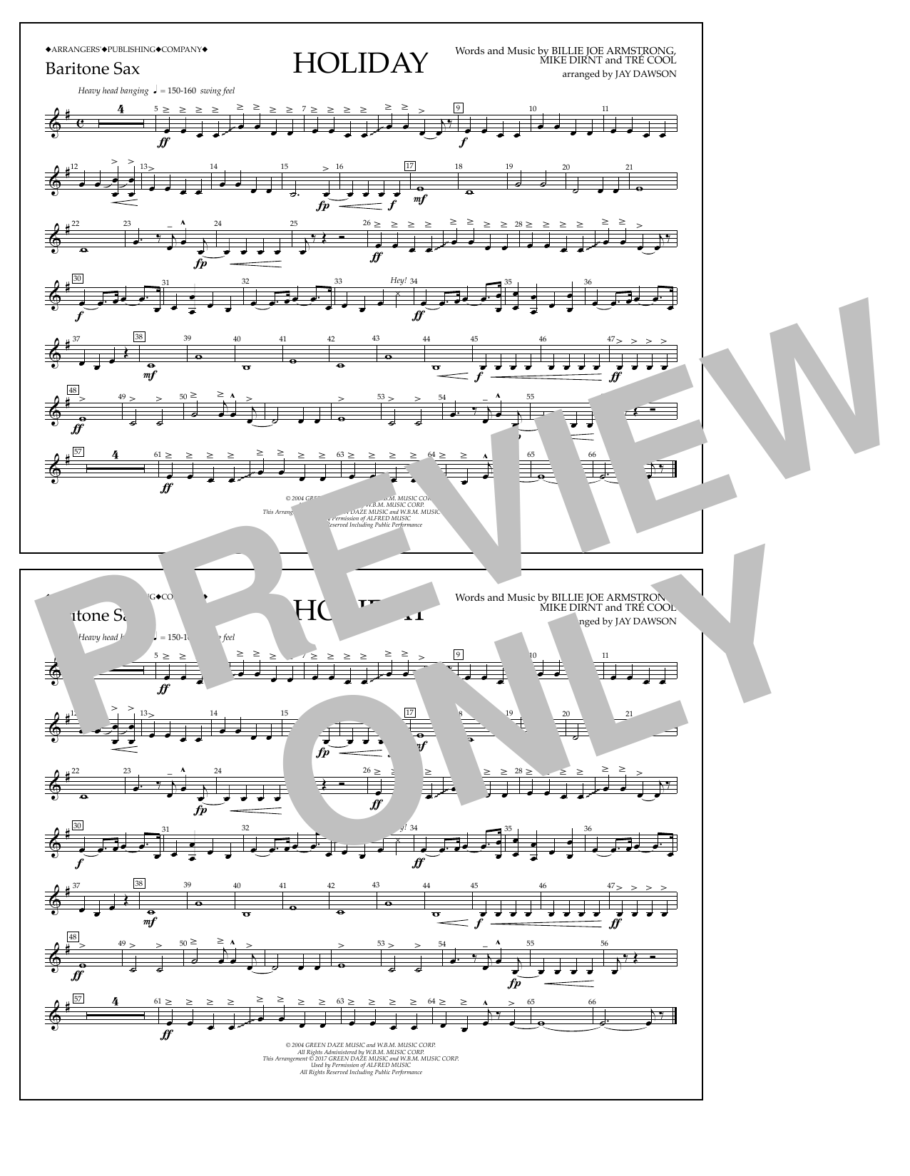 Jay Dawson Holiday - Eb Baritone Sax Sheet Music